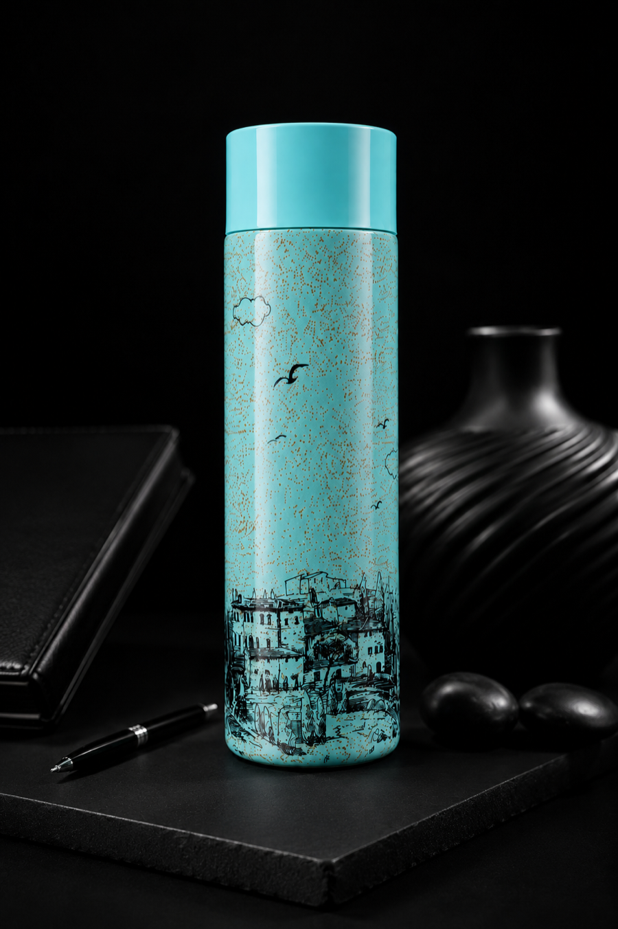 coastal sketch bottle