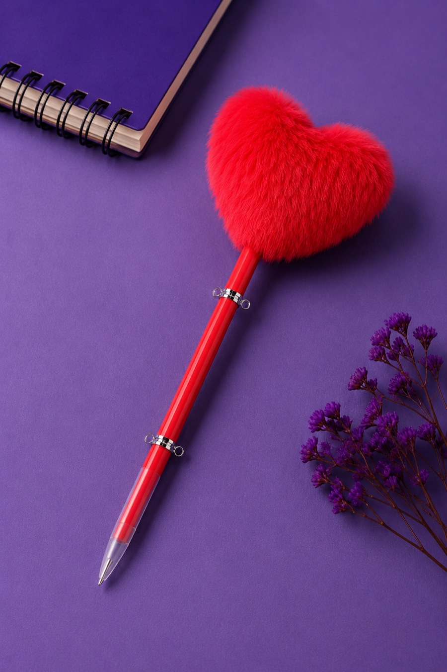 fuzzy heart pen