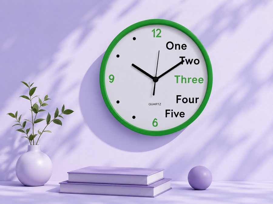green-rimmed clock