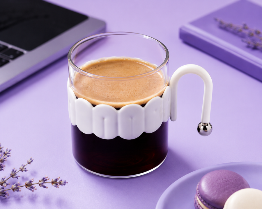 sculpted glass mug