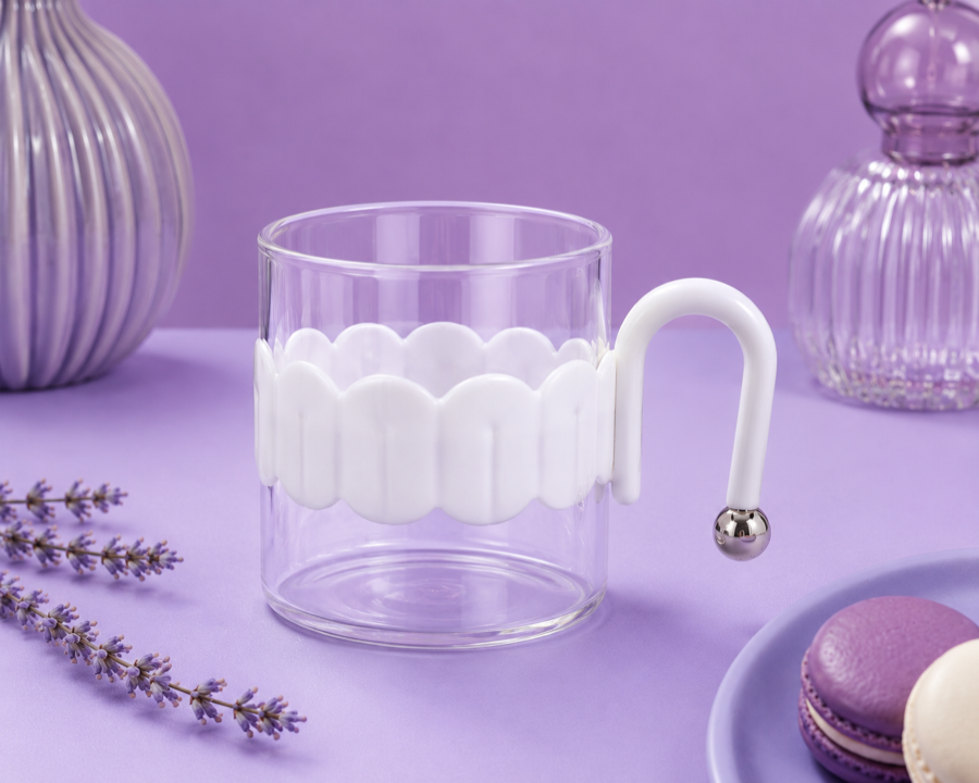 sculpted glass mug