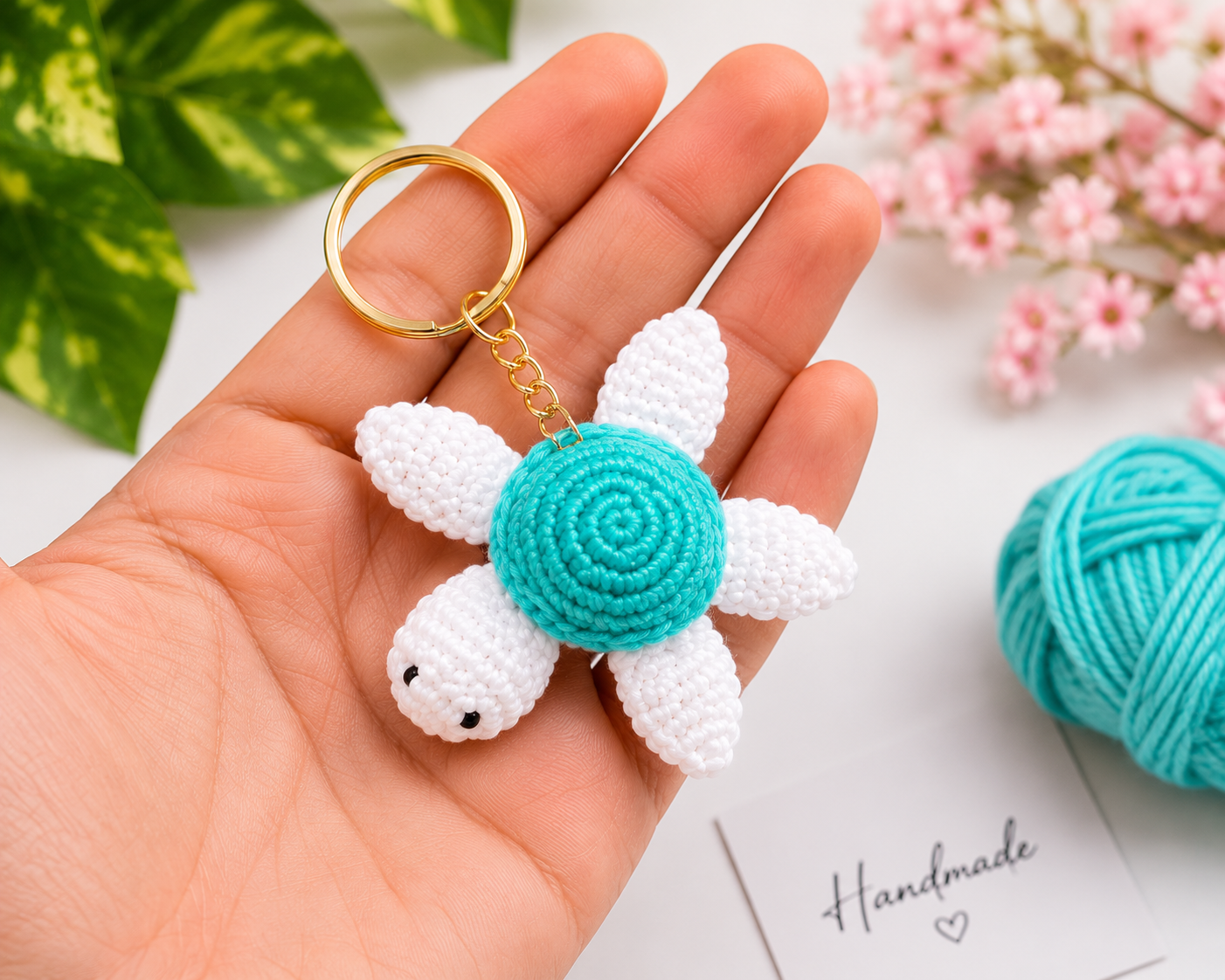 tiny turtle keychain