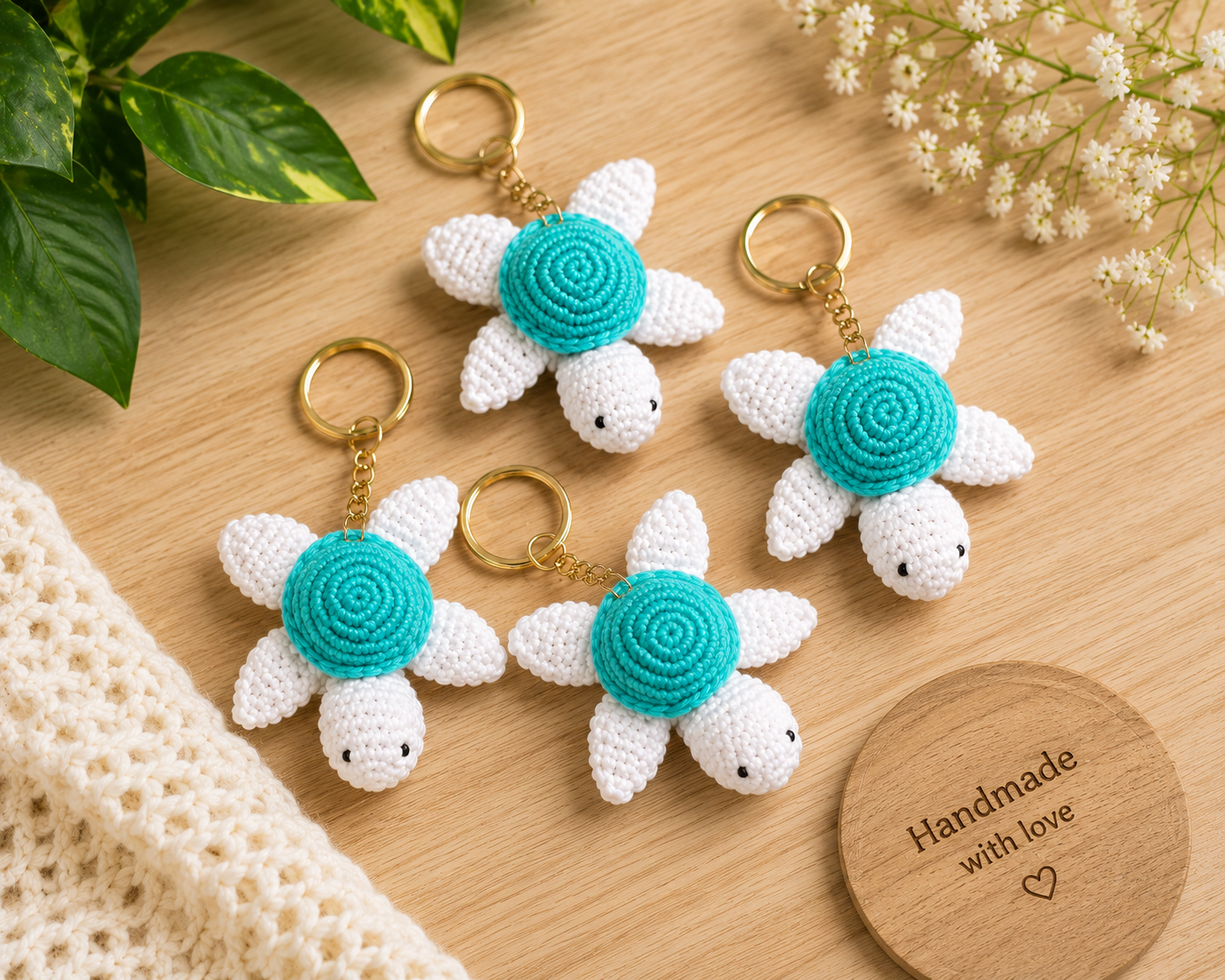 tiny turtle keychain